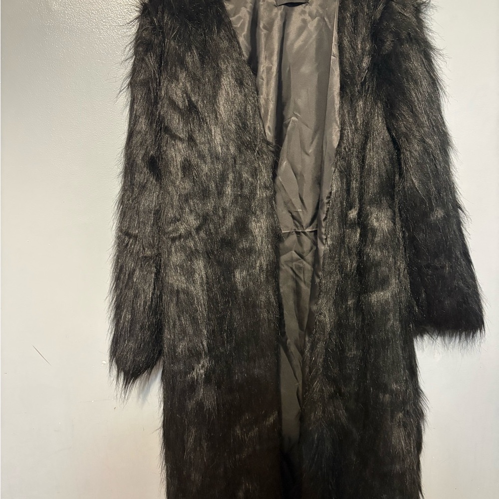 Elegant Black Faux Fur Teddy Coat